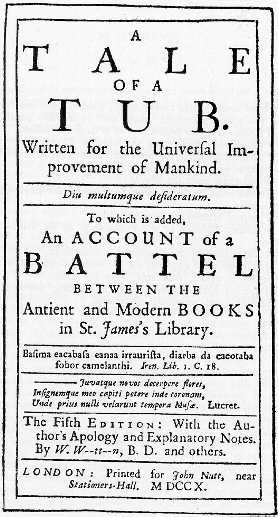 [Swift, Jonathan,] Tale of a Tub, 5th edition (London: J. Nutt, 1710).