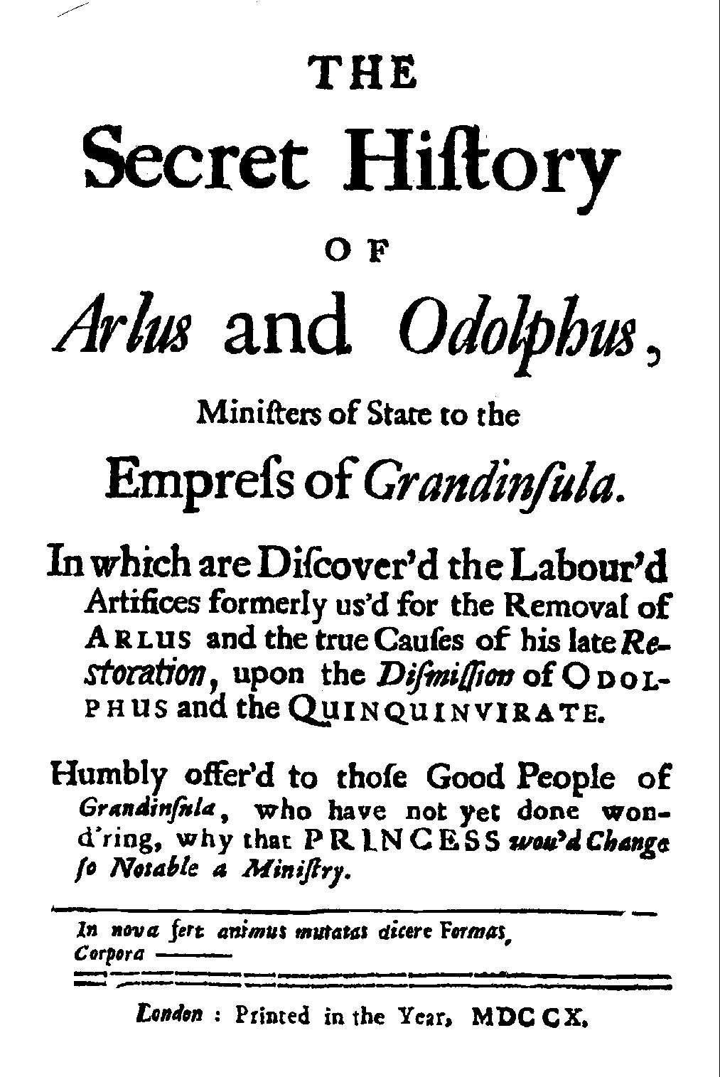 The Secret History of Arlus and Odolphus [8] (1710).