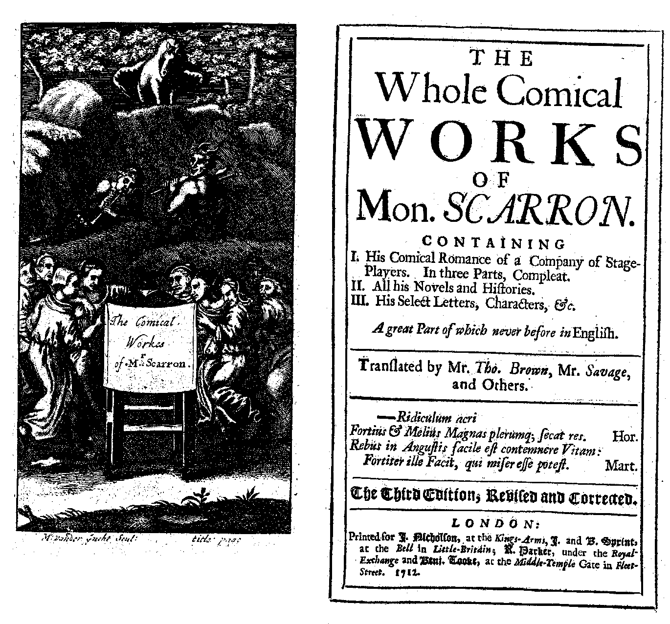 The Whole Comical Works of Monsr. Scarron (London: J. Nicholson/ J. & B. Sprint/ R. Parker/ B. Tooke, 1712).